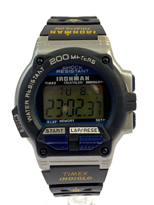 【中古品】【メンズ】 TIMEX タイメックス 90S"IRONMAN INDIGLO TRIATHLON SHOCK RESISTANT"デジタル クォーツ腕時計 197-240812-AS-16-min カラー：ブラック ブルー/ブラック系文字盤 万代Net店