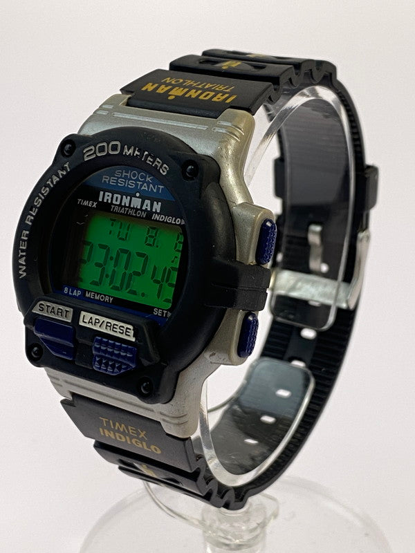 【中古品】【メンズ】 TIMEX タイメックス 90S"IRONMAN INDIGLO TRIATHLON SHOCK RESISTANT"デジタル クォーツ腕時計 197-240812-AS-16-min カラー：ブラック ブルー/ブラック系文字盤 万代Net店