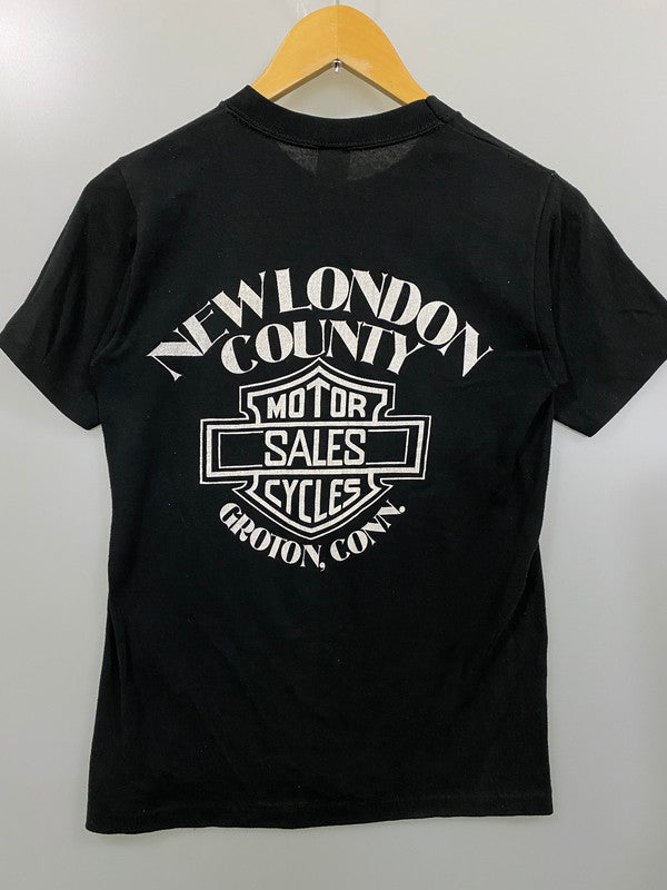 【中古】【メンズ】  SPORTSWEAR HARLEY-DAVIDSON 70-80's NEW LONDON COUNTY TEE スポーツウェア ハーレーダビットソン ショートスリーブTシャツ 半袖Tシャツ トップス 146-240807-yn-23-min サイズ：S カラー：ブラック 万代Net店