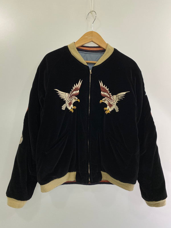 【中古品】【メンズ】  港商-KOSHO＆CO COLLECTERS SELECTION LIMITED EDITION 2006年モデル 別珍×サテン コブラ×虎 REVERSIBLE SOUVENIR JACKET TT11201 スカジャン 145-240809-jt-02-min サイズ：大 カラー：ブラック/ブルーグレー 万代Net店