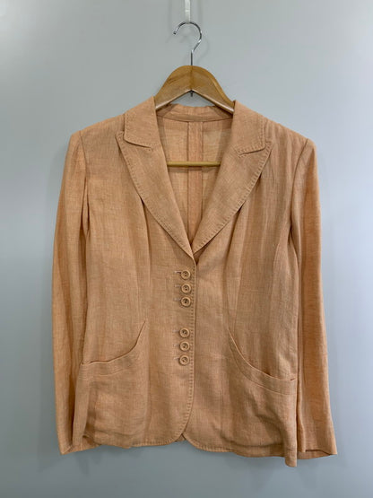 【中古品】【メンズ】 TRUS SARDI トラサルディ LINEN JACKET リネンジャケット テーラードジャケット 麻素材 146-260611-kt-03-min サイズ：36 カラー：ベージュ系 万代Net店