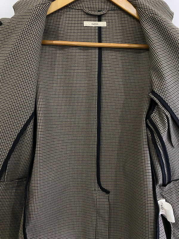 【中古品】【メンズ】  KFK カフィカ TOPTHERMO GUNCLUB CHECK TAILORED JACKET テーラードジャケット 151-241011-cn-2-min サイズ：2 カラー：ベージュ系/ブラック/ブラウン 万代Net店