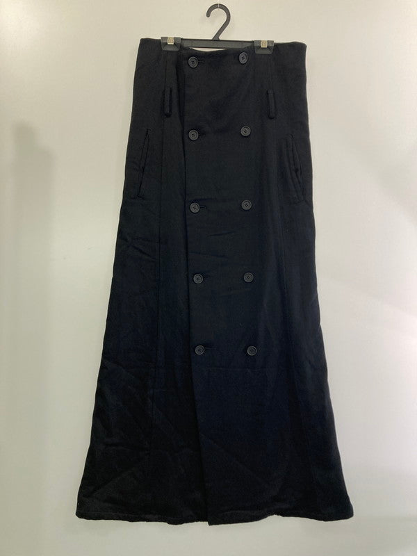 【中古品】【レディース】 Y's ワイズ YI-S05-002 97AW COTTON LAINE WOOL LONG SKIRT コットン ラムウール ロングスカート ボトムス 171-240813-me-16-min サイズ：FREE カラー：ブラック 万代Net店
