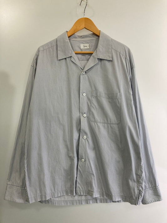 【中古品】【メンズ】  YUAN ユアン OPEN COLLAR COTTON LS SHIRT 長袖シャツ 140-241004-cn-3-min サイズ：S/M カラー：ブルーグレー系 万代Net店