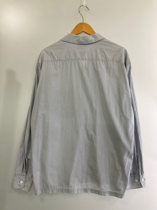 【中古品】【メンズ】  YUAN ユアン OPEN COLLAR COTTON LS SHIRT 長袖シャツ 140-241004-cn-3-min サイズ：S/M カラー：ブルーグレー系 万代Net店