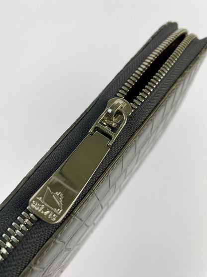 【中古品】【メンズ】 PELLE MORBIDA ペッレモルビダ LONG WALLET ナイルクロコレザー ラウンドファスナーウォレット 長財布 200-240821-yn-09-min カラー：グレー 万代Net店