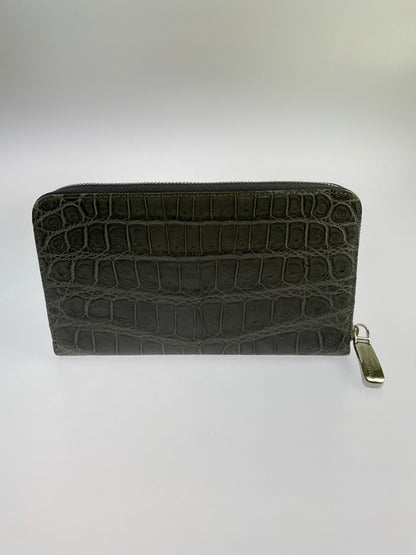 【中古品】【メンズ】 PELLE MORBIDA ペッレモルビダ LONG WALLET ナイルクロコレザー ラウンドファスナーウォレット 長財布 200-240821-yn-09-min カラー：グレー 万代Net店