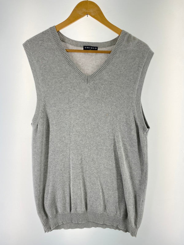 【中古品】【メンズ】 OLD UNIQLO オールドユニクロ 紺タグ 90S KNIT VEST ナインティーズ ニットベスト メンズ トップス 146-260410-KS-06-min サイズ：XL カラー：グレー 万代Net店