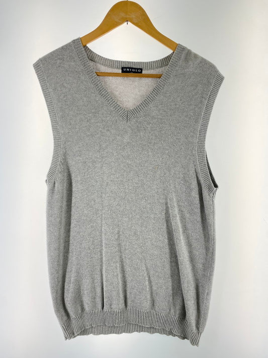 【中古品】【メンズ】 OLD UNIQLO オールドユニクロ 紺タグ 90S KNIT VEST ナインティーズ ニットベスト メンズ トップス 146-260410-KS-06-min サイズ：XL カラー：グレー 万代Net店