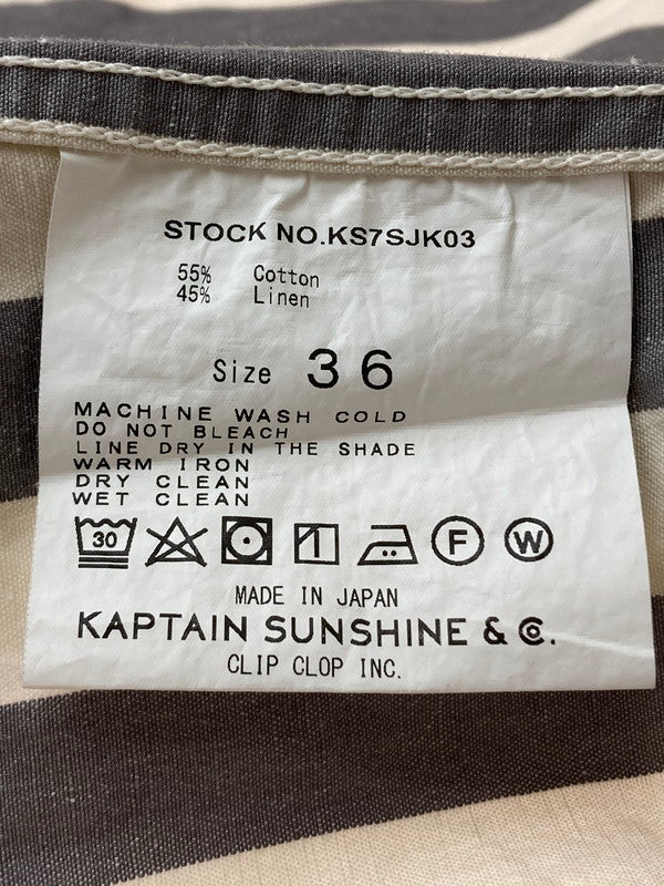 【中古品】【メンズ】  KAPTAIN SUNSHINE KS7SJK03 17SS NIGHT JACKET キャプテンサンシャイン ナイトジャケット トップス シャツ 140-240819-jt-18-min サイズ：36 カラー：ホワイト/グレー 万代Net店