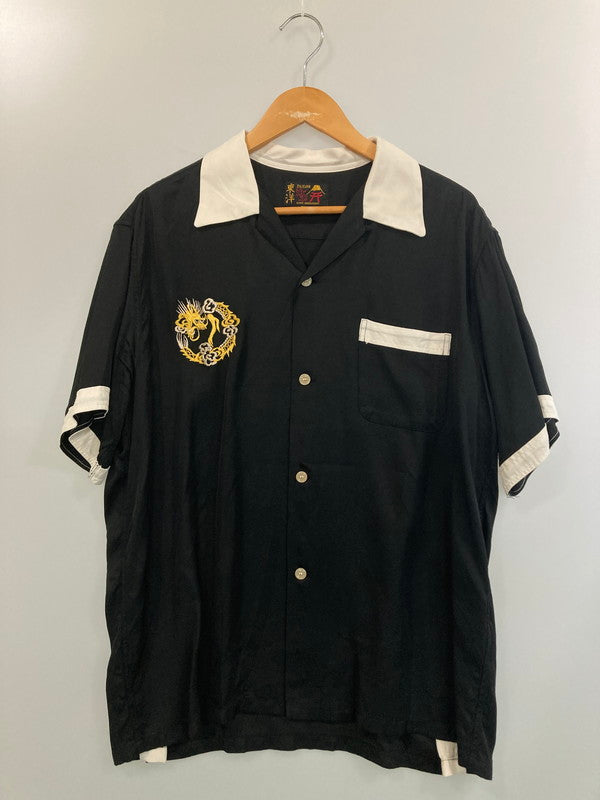 【中古品】【メンズ】  SUKA BOWLING SHIRT DRAGON HEAD TAILOR TOYO TT39102 テーラー東洋 スカ ボウリングシャツ ドラゴンヘッド 半袖シャツ トップス 145-240819-yn-10-min サイズ：L カラー：ブラック 万代Net店