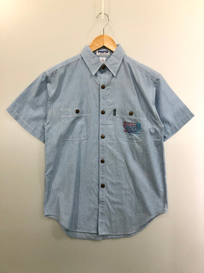【中古品】【メンズ】 PEPSI EXPRESS ペプシ・エクスプレス 企業系 シャンブレーワークシャツ 146-260423-zi-19-min サイズ：S カラー：ライトブルー系 万代Net店