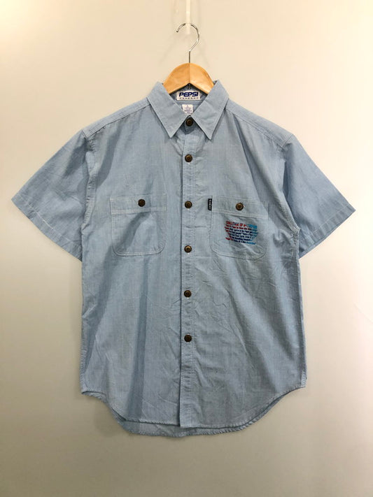 【中古品】【メンズ】 PEPSI EXPRESS ペプシ・エクスプレス 企業系 シャンブレーワークシャツ 146-260423-zi-19-min サイズ：S カラー：ライトブルー系 万代Net店