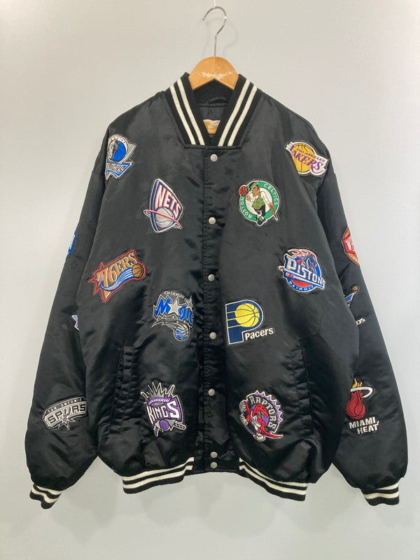 【中古品】【メンズ】  JEFF HAMILTON NBA WAPPEN STADIUM JACKET ジェフ ハミルトン ワッペン スタジアムジャケット アウター 146-240819-yn-15-min サイズ：3XL カラー：ブラック 万代Net店