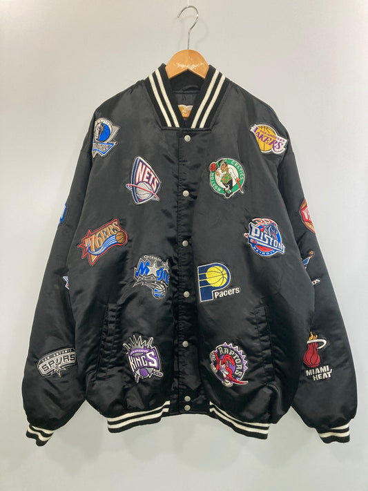 【中古品】【メンズ】  JEFF HAMILTON NBA WAPPEN STADIUM JACKET ジェフ ハミルトン ワッペン スタジアムジャケット アウター 146-240819-yn-15-min サイズ：3XL カラー：ブラック 万代Net店