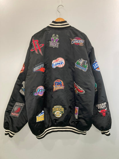 【中古品】【メンズ】  JEFF HAMILTON NBA WAPPEN STADIUM JACKET ジェフ ハミルトン ワッペン スタジアムジャケット アウター 146-240819-yn-15-min サイズ：3XL カラー：ブラック 万代Net店