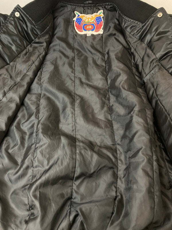 【中古品】【メンズ】  JEFF HAMILTON NBA WAPPEN STADIUM JACKET ジェフ ハミルトン ワッペン スタジアムジャケット アウター 146-240819-yn-15-min サイズ：3XL カラー：ブラック 万代Net店