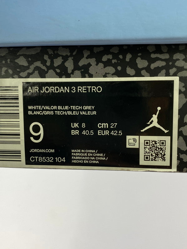 【中古品】【メンズ】 NIKE ナイキ CT8532-104 AIR JORDAN 3 RETRO UNC (2020) エアジョーダン 3 レトロ スニーカー シューズ 靴 160-240823-me-03-min サイズ：27.0cm カラー：WHITE/VALOR BLUE-TECH GREY 万代Net店