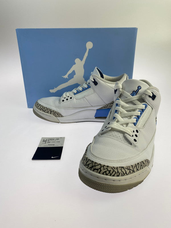 【中古品】【メンズ】 NIKE ナイキ CT8532-104 AIR JORDAN 3 RETRO UNC (2020) エアジョーダン 3 レトロ スニーカー シューズ 靴 160-240823-me-03-min サイズ：27.0cm カラー：WHITE/VALOR BLUE-TECH GREY 万代Net店