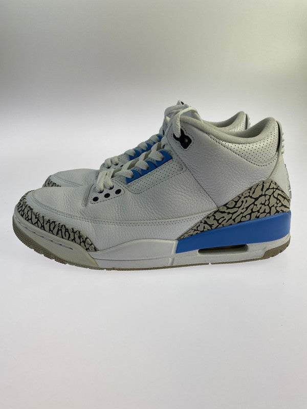 【中古品】【メンズ】 NIKE ナイキ CT8532-104 AIR JORDAN 3 RETRO UNC (2020) エアジョーダン 3 レトロ スニーカー シューズ 靴 160-240823-me-03-min サイズ：27.0cm カラー：WHITE/VALOR BLUE-TECH GREY 万代Net店