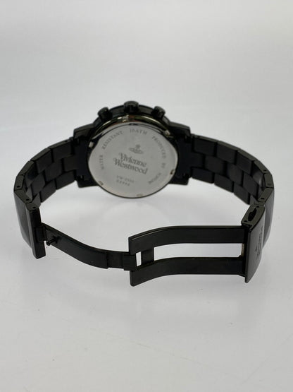 【中古品】【メンズ】 Vivienne Westwood ヴィヴィアンウエストウッド VW-2350 ピラミッドバンドクロノグラフウォッチ 腕時計 198-241014-AS-4-min カラー：ブラック ブルー系文字盤 万代Net店