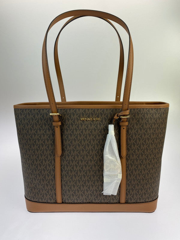 【未使用品】【レディース】 Michael Kors マイケルコース 35T0GTVT3V  JET SET TRAVEL ラージ トップ ジップ ショルダー トート バッグ 188-240827-me-17-min カラー：ブラウン 万代Net店