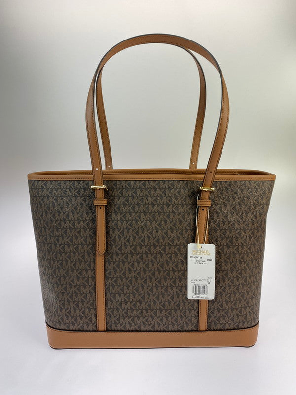 【未使用品】【レディース】 Michael Kors マイケルコース 35T0GTVT3V  JET SET TRAVEL ラージ トップ ジップ ショルダー トート バッグ 188-240827-me-17-min カラー：ブラウン 万代Net店