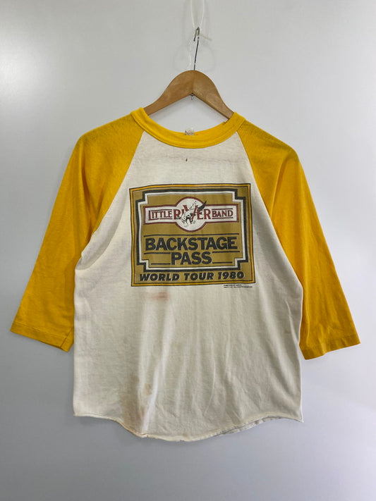 【中古品】【メンズ】 LITTLE RIVER BAND リトルリバーバンド 1980 BACK STAGE PASS TEE 1980年バックステージ パスTシャツ トップス 長袖 146-240825-ma-10-min サイズ：M カラー：イエロー/ホワイト 万代Net店