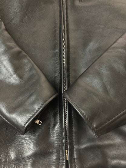 【中古品】【メンズ】 schott ショット TRUCKER LEATHER JKT BLACK 103US USA製 レザートラッカー ライダー ジャケット メンズ 革ジャン 145-240822-em-9-min サイズ：36 カラー：ブラック 万代Net店