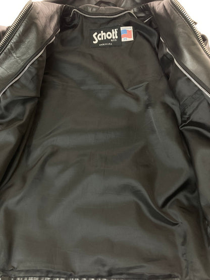 【中古品】【メンズ】 schott ショット TRUCKER LEATHER JKT BLACK 103US USA製 レザートラッカー ライダー ジャケット メンズ 革ジャン 145-240822-em-9-min サイズ：36 カラー：ブラック 万代Net店