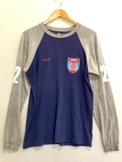 【中古品】【メンズ】  OLD STUSSY NAMBERLING RAGLAN L/S TEE オールドステューシー ラグラン ロングスリーブ Tシャツ 長袖Tシャツ トップス 142-240828-yn-04-min サイズ：M カラー：グレー/ネイビー 万代Net店