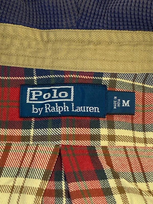 【中古品】【メンズ】 Polo by Ralph Lauren ポロバイラルフローレン HOODED CHECK SHIRT フーデッド チェックシャツ 長袖シャツ トップス 146-240827-yn-11-min サイズ：M カラー：レッド/ベージュ/ネイビー 万代Net店