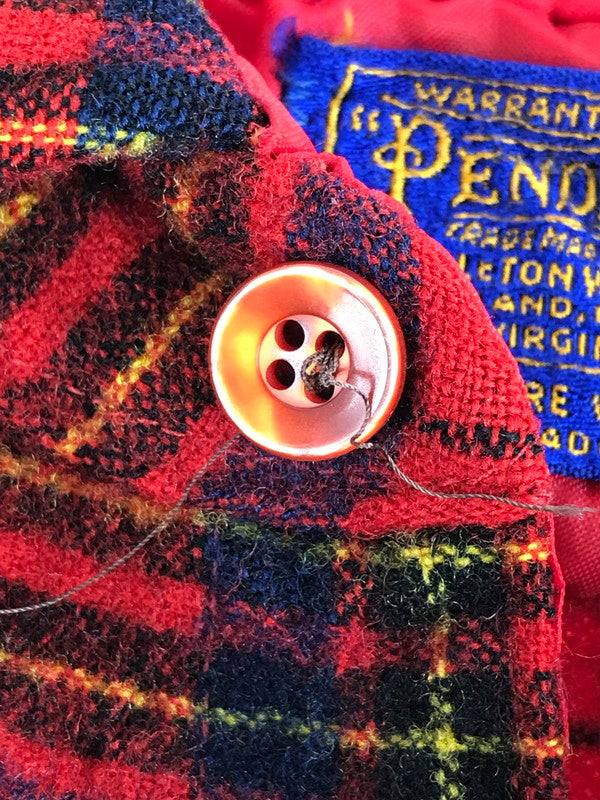 【現状渡し品】【メンズ】 PENDLETON ペンドルトン USA製 70's WOOL CHECK SHIRT 70年代 ウール チェックシャツ 長袖シャツ ヴィンテージ 144-251214-rt-01-tag サイズ：L カラー：レッド 万代Net店