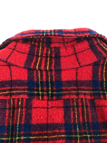 【現状渡し品】【メンズ】 PENDLETON ペンドルトン USA製 70's WOOL CHECK SHIRT 70年代 ウール チェックシャツ 長袖シャツ ヴィンテージ 144-251214-rt-01-tag サイズ：L カラー：レッド 万代Net店