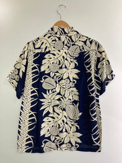 【中古品】【メンズ】 SUN SURF サンサーフ SS34856  MONSTERA & FRUITS BORDER ALOHA SHIRT モンステラ＆フルーツボーダー アロハシャツ トップス 半袖 145-240829-ma-11-min サイズ：S カラー：ネイビー/白 万代Net店