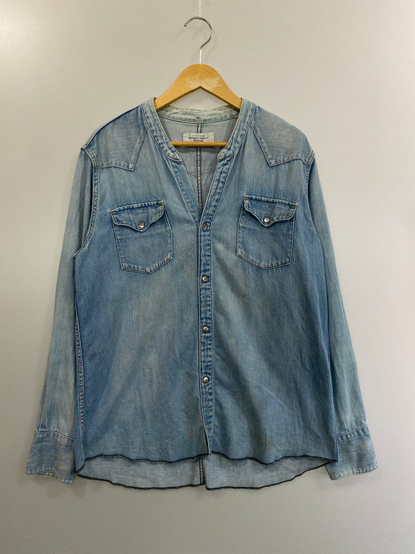 【中古品】【メンズ】 UNUSED アンユーズド 8OZ NO COLLAR DENIM WESTERN SHIRT 長袖 シャツ 140-241015-AS-3-min サイズ：3 カラー：ライトブルー 万代Net店