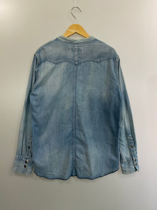 【中古品】【メンズ】 UNUSED アンユーズド 8OZ NO COLLAR DENIM WESTERN SHIRT 長袖 シャツ 140-241015-AS-3-min サイズ：3 カラー：ライトブルー 万代Net店