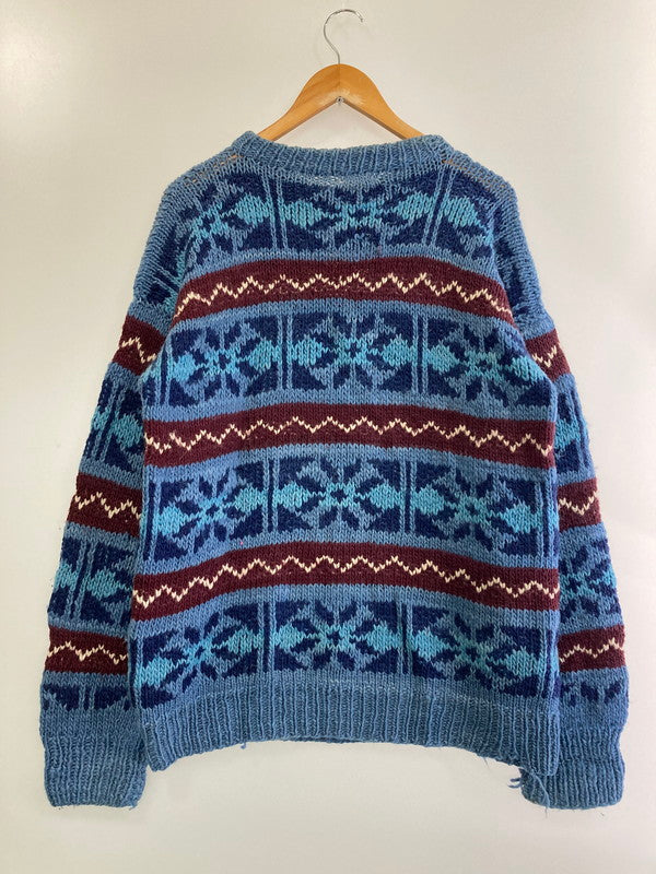 【中古品】【メンズ】  MALLKU CREATIONS エクアドル製 NORDIC KNIT SWEATER 146-240828-mo-12-min カラー：ブルー 万代Net店