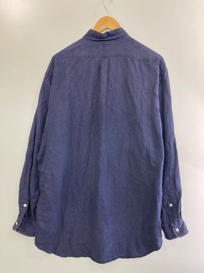 【中古品】【メンズ】 RALPH LAUREN ラルフローレン 紺タグ BLAKE LS シルクリネンBD SHIRT ブレイク 長袖シャツ  146-240902-me-14-min サイズ：L カラー：パープル系 万代Net店