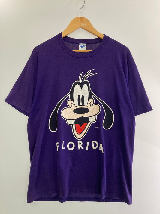 【中古品】【メンズ】 Velva Sheen ベルバシーン USA製 筆記体タグ 90S WALT DISNEY GOOFY FLORIDA PRINTED T-SHIRT 半袖 クルーネック 146-240902-AS-17-min サイズ：L カラー：パープル 万代Net店