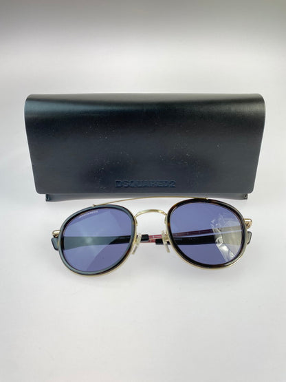 【中古美品】【メンズ】 DSQUARED2 ディースクエアード S 086KU SUNGLASSES D2 0011 サングラス メガネ  203-240909-em-4-min サイズ：51□24 140 カラー：ゴールド/ブルー 万代Net店