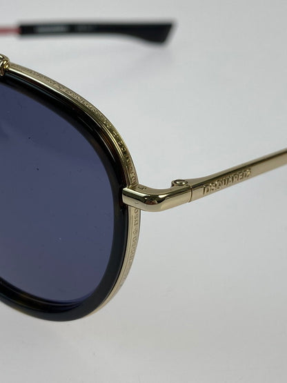 【中古美品】【メンズ】 DSQUARED2 ディースクエアード S 086KU SUNGLASSES D2 0011 サングラス メガネ  203-240909-em-4-min サイズ：51□24 140 カラー：ゴールド/ブルー 万代Net店