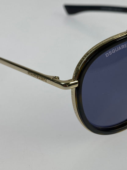 【中古美品】【メンズ】 DSQUARED2 ディースクエアード S 086KU SUNGLASSES D2 0011 サングラス メガネ  203-240909-em-4-min サイズ：51□24 140 カラー：ゴールド/ブルー 万代Net店