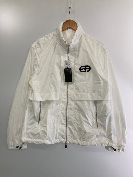 【中古品】【メンズ】 Emporio Armani エンポリオ・アルマーニ ロゴ刺繍 FULL ZIP NYLON JACKET 7V1BA1 フルジップナイロンジャケット メンズ アウター ブルゾン  141-240907-em-1-min サイズ：48 カラー：ホワイト 万代Net店