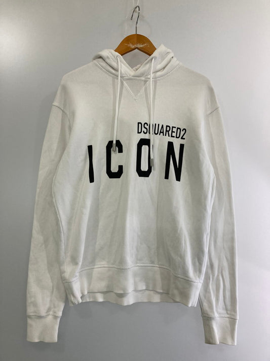 【中古品】【メンズ】 DSQUARED2 ディースクエアード ICON HOODED SWEATSHIRT S79GU0003 アイコン フード スウェット シャツ プルオーバーパーカー メンズ トップス 141-240907-em-3-min サイズ：XS カラー：ホワイト 万代Net店