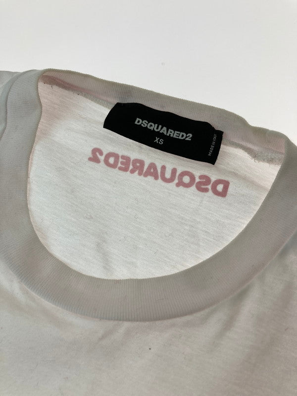 【中古品】【メンズ】 DSQUARED2 ディースクエアード DONUT PUNCHER TEE S71GD1149 ドーナツ パンチャー ロゴ Tシャツ メンズ 半袖トップス ロゴプリント 141-240907-em-7-min サイズ：XS カラー：ホワイト 万代Net店