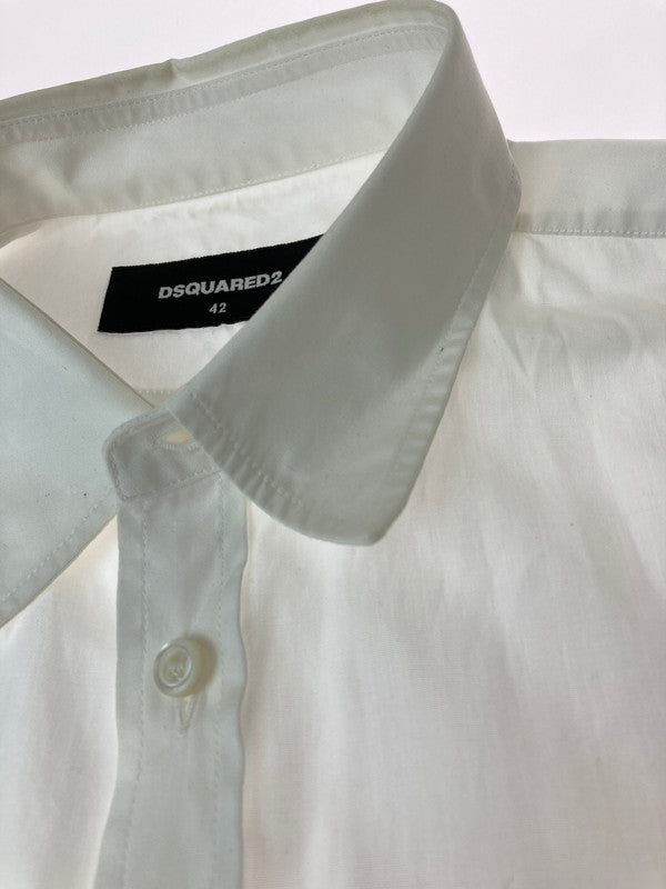 【中古品】【メンズ】 DSQUARED2 ディースクエアード WHITE SHIRT S74DM0508 ホワイト シャツ メンズ トップス 長袖シャツ  141-240907-em-8-min サイズ：42 カラー：ホワイト 万代Net店