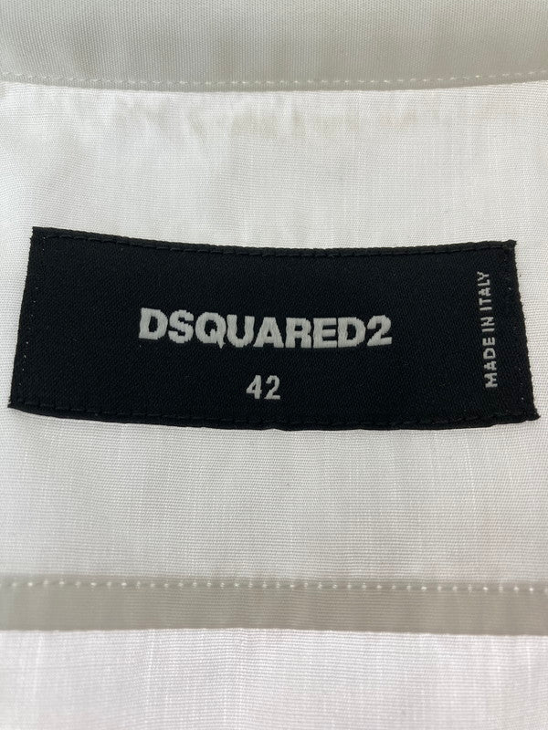 【中古品】【メンズ】 DSQUARED2 ディースクエアード WHITE SHIRT S74DM0508 ホワイト シャツ メンズ トップス 長袖シャツ  141-240907-em-8-min サイズ：42 カラー：ホワイト 万代Net店