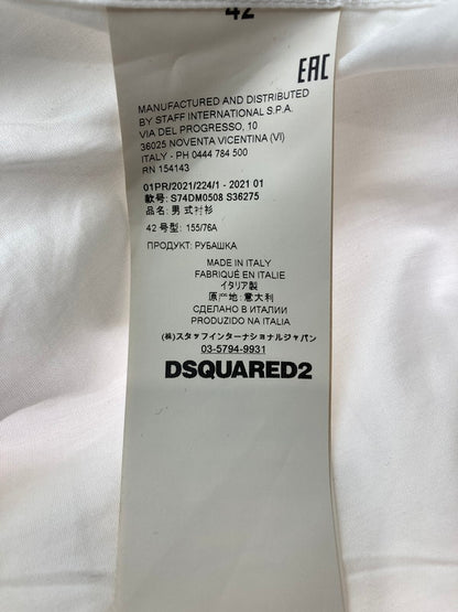 【中古品】【メンズ】 DSQUARED2 ディースクエアード WHITE SHIRT S74DM0508 ホワイト シャツ メンズ トップス 長袖シャツ  141-240907-em-8-min サイズ：42 カラー：ホワイト 万代Net店