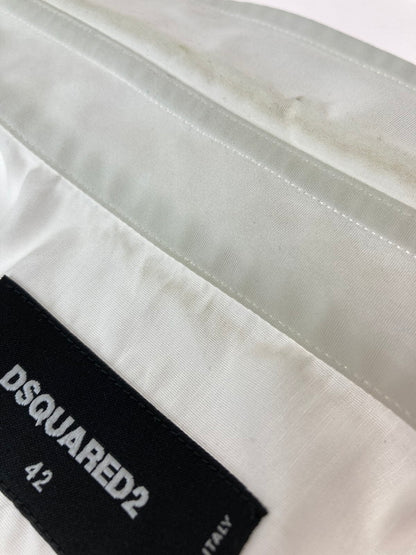 【中古品】【メンズ】 DSQUARED2 ディースクエアード WHITE SHIRT S74DM0508 ホワイト シャツ メンズ トップス 長袖シャツ  141-240907-em-8-min サイズ：42 カラー：ホワイト 万代Net店